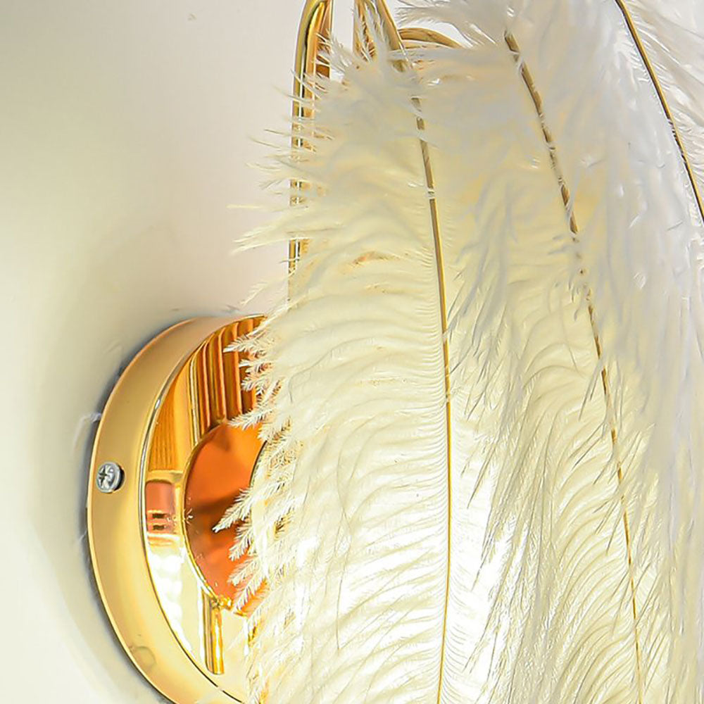 O'Moore Applique Murale Design LED Plume Moderne Métal Plume Blanc Chambre à Coucher/Salon