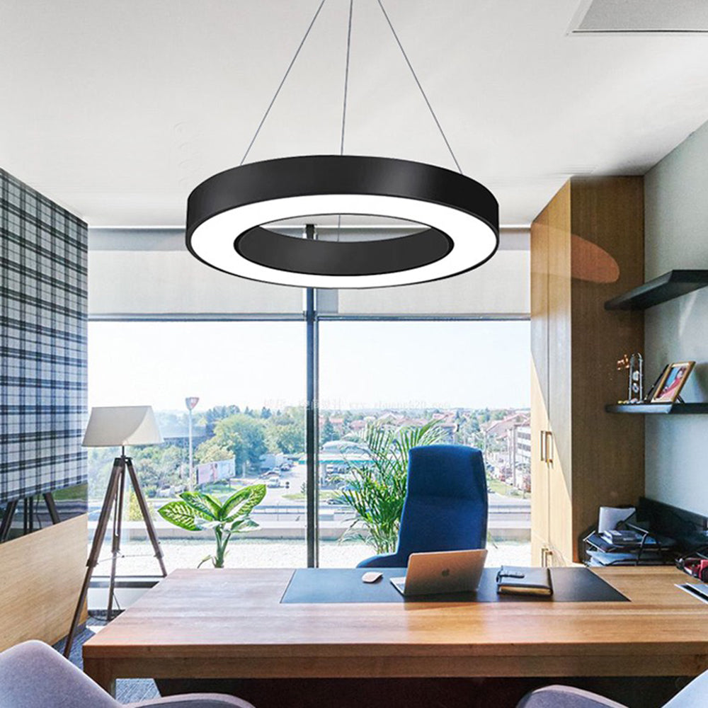 Arisha Luminaires Suspensions LED Anneau Simple Acrylique Noir/Blanc Salon/Cuisine