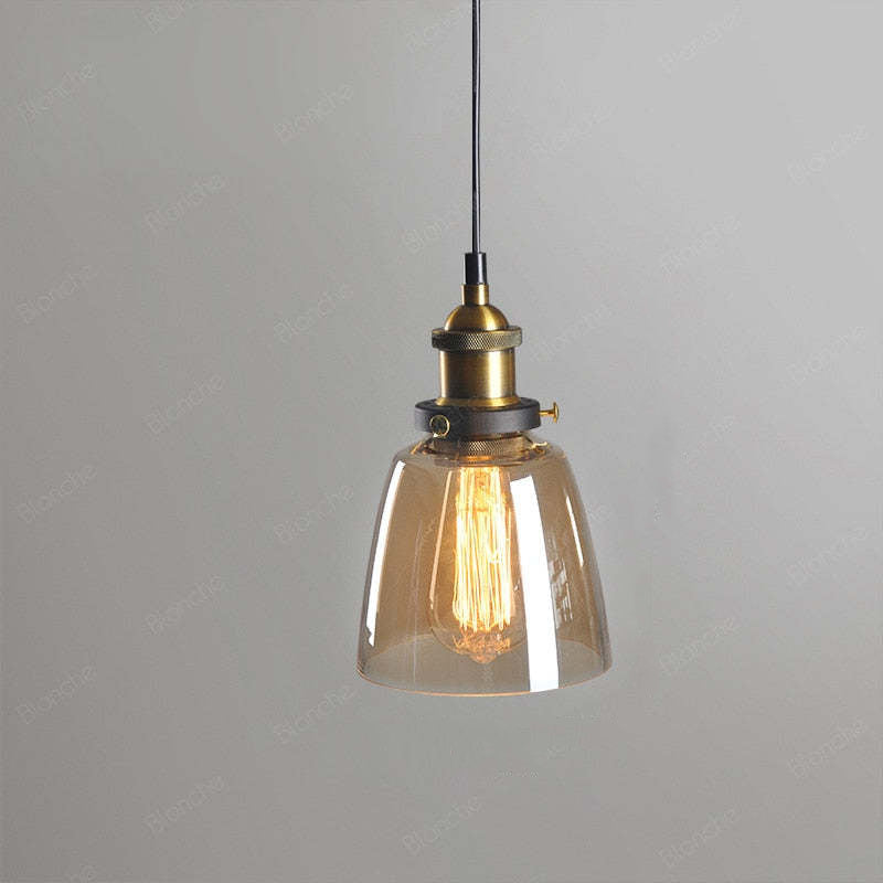 Arisha suspension Industriel en Verre, Clair/Ambre/Gris Fumé