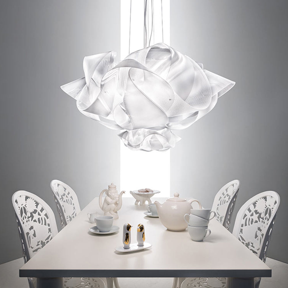 Arisha Suspension Fleur Simple, PVC, Blanc, Salon