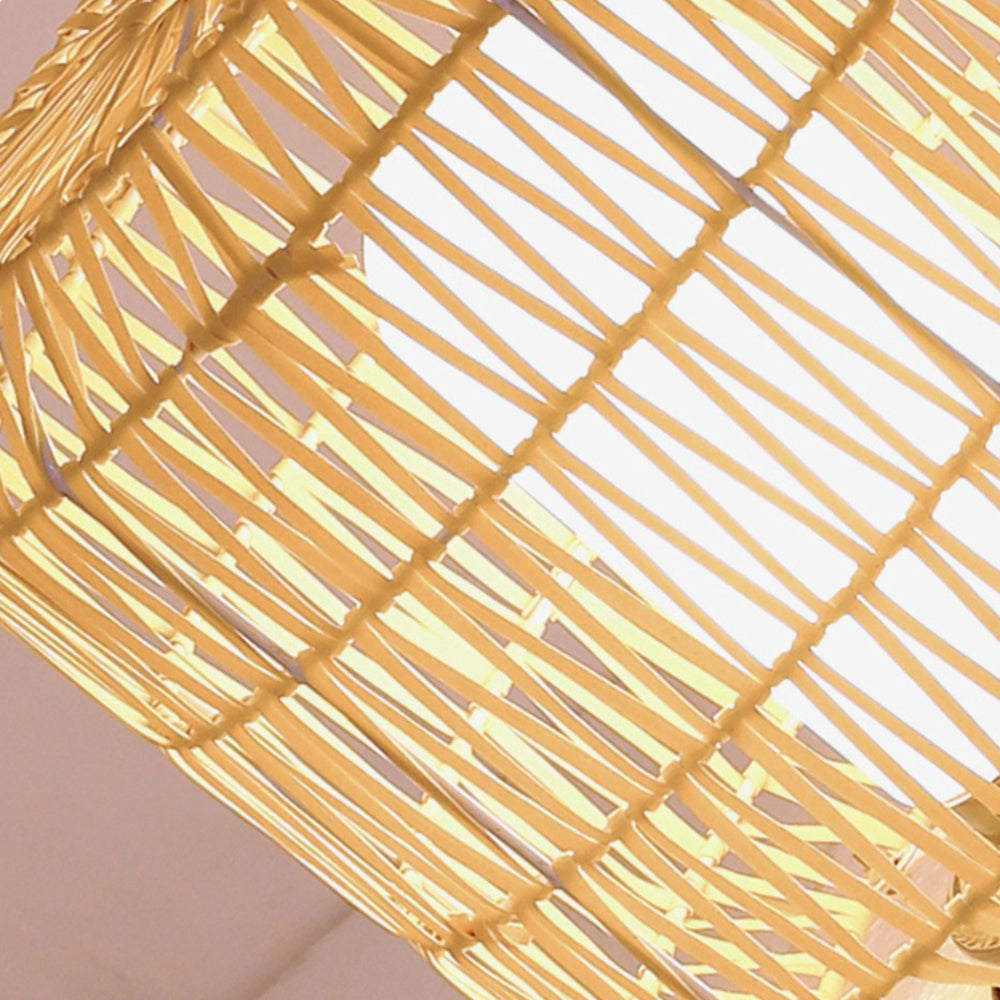 Ritta Lampadaire Cylindre Vintage, Métal/Rotin, Beige, Allée