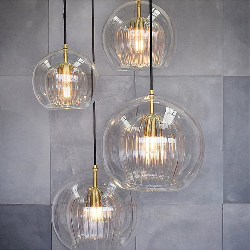 Valentina Suspension Bulle Nordique Verre Transparent/Doré Salon/Chambre