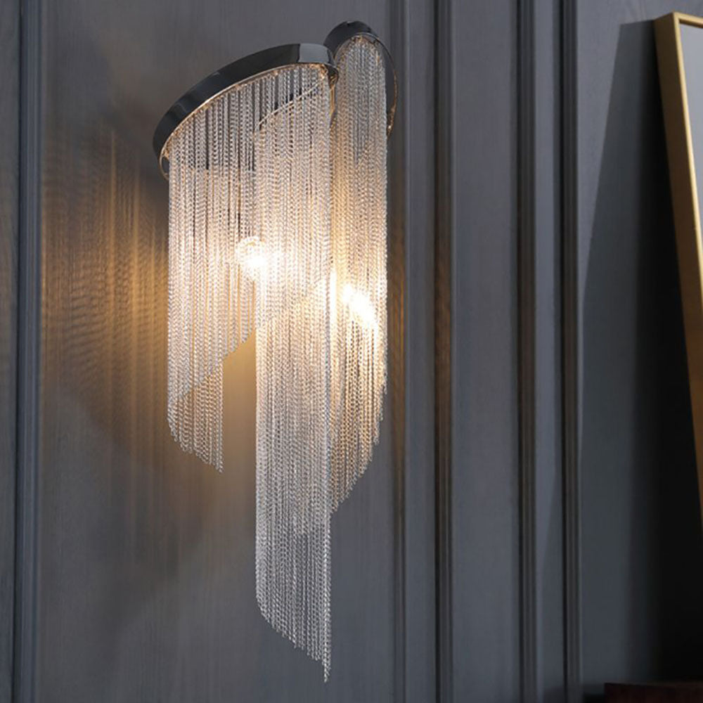 Arisha Applique murale des Chaines à Frange Moderne Métal Argent Chambre à Coucher/Salon