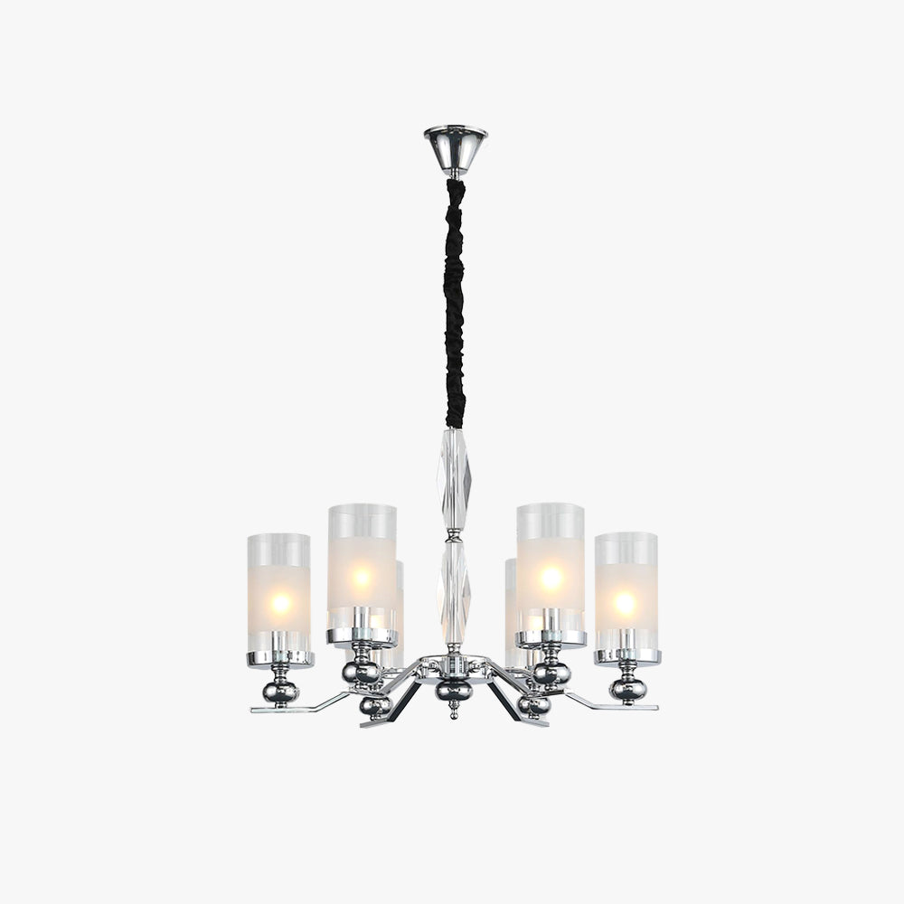 Silva Suspension Cylindre Moderne, Métal/Verre, Chromé, Salon/Salle à Manger