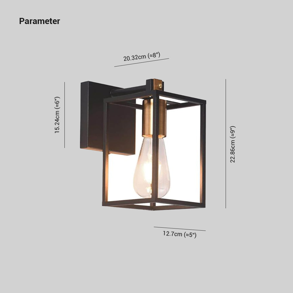 Silva Applique Murale à Miroir Carré Design LED Vintage Métal Noir Salle de Bain