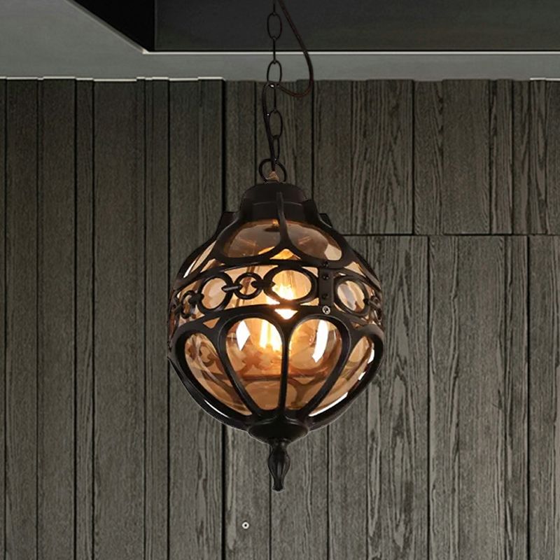 Silva Sphère Vintage LED Suspension Noir Bronze Métal Verre Salon Chambre à coucher