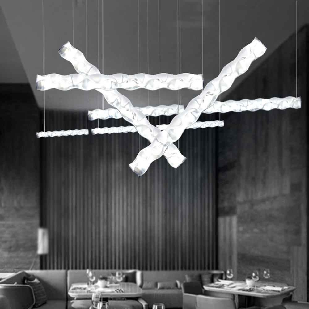 Arisha Suspension Linéaire Moderne, Metal/PET, Blanc, Salon