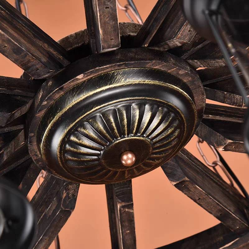 Epoch Ronde Vintage LED Lustre Bois/Métal/Verre Salon Cuisine