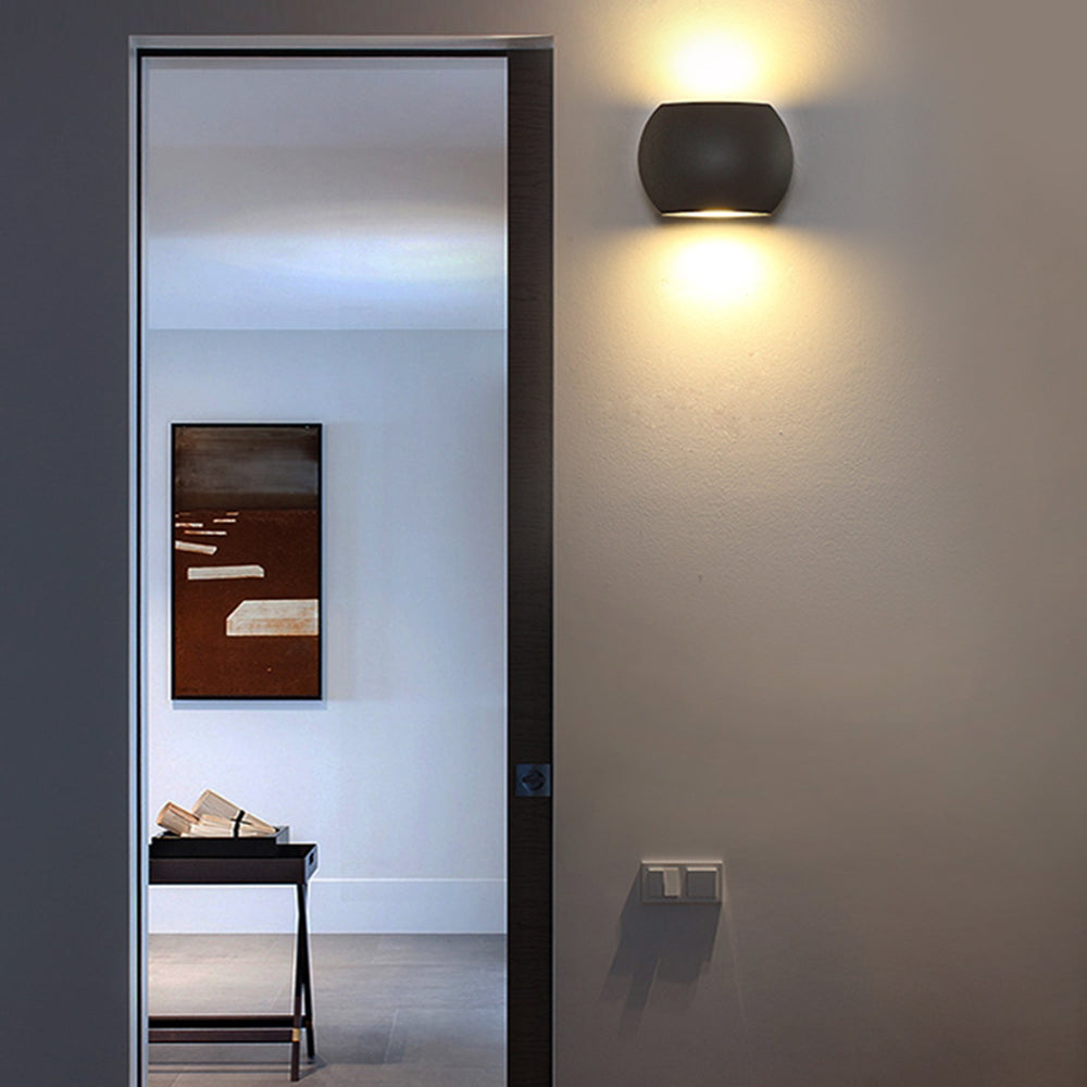 Ray Géométrique LED Applique Murale Noir Gris Métal Verre Cour