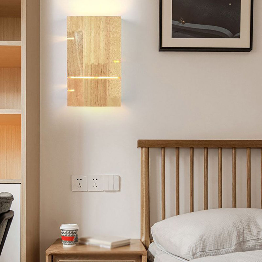Muto Applique Murale Rectangulaire Moderne Simple LED Bois Brut Chambre à Coucher/Salon