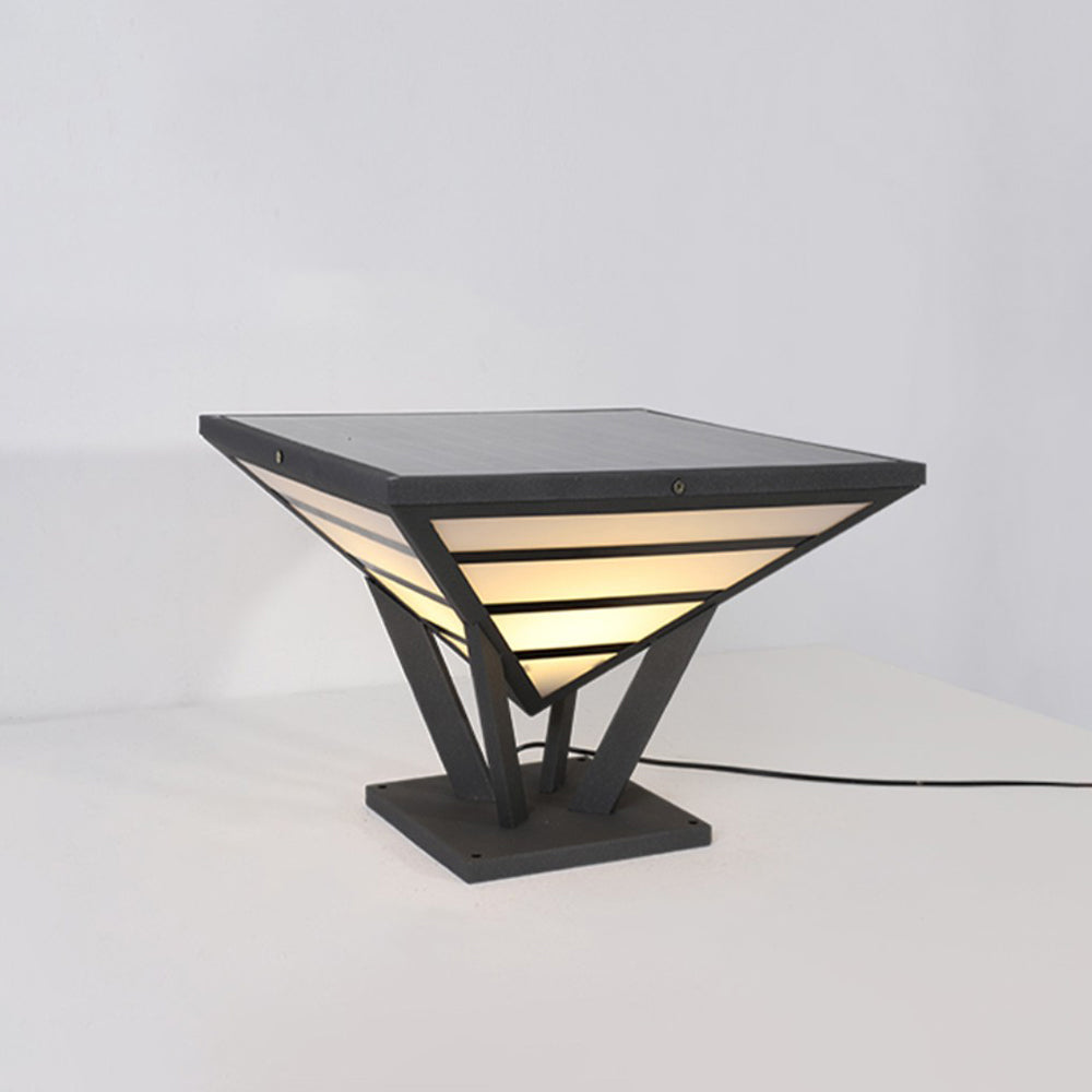 Ray Lampe de Poteau Triangle Moderne, Métal, Noir/Blanc, Jardin