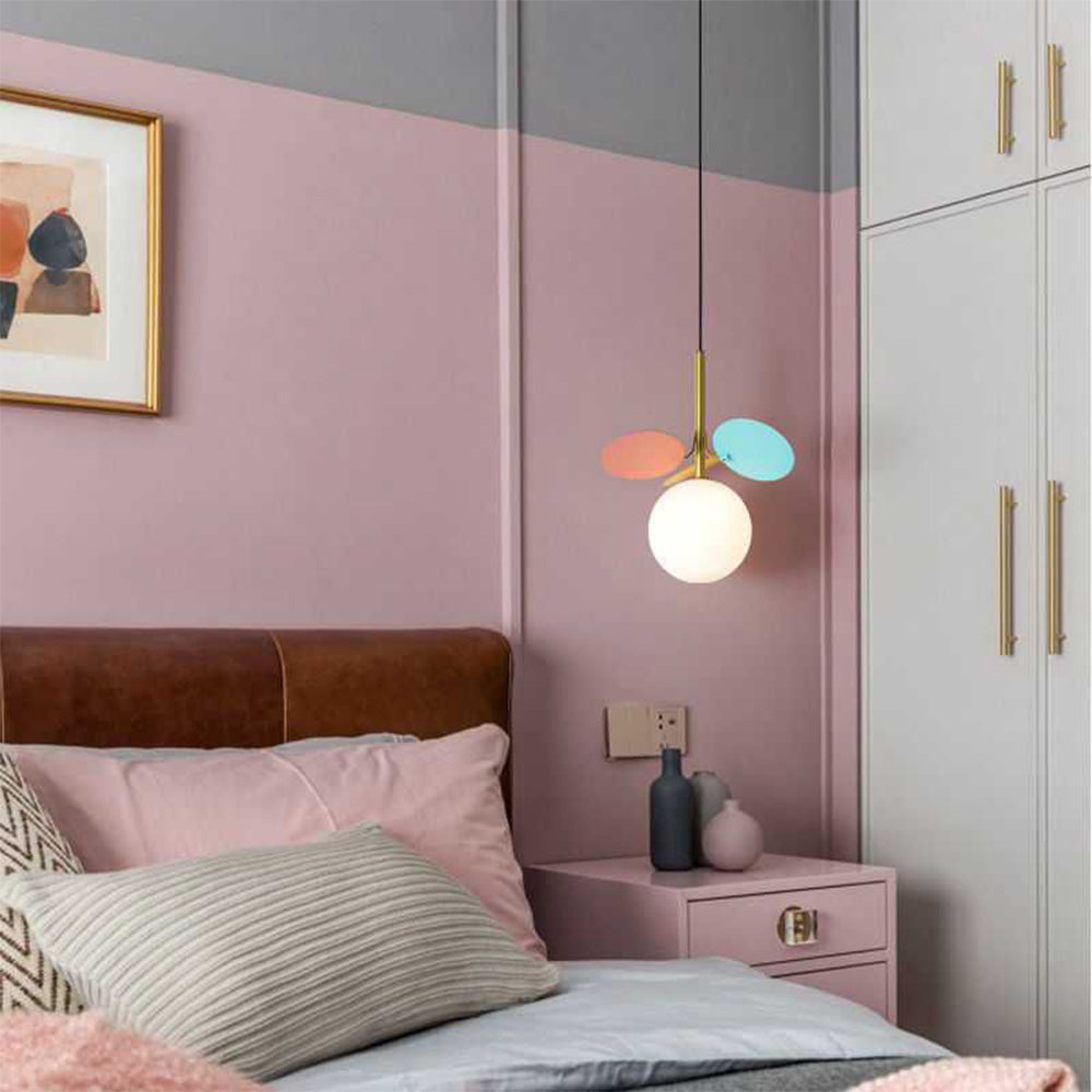Arisha Luminaires Suspensions Globe Moderne Design Métal Verre Multicolore/Blanc Salon/Chambre d'Enfant