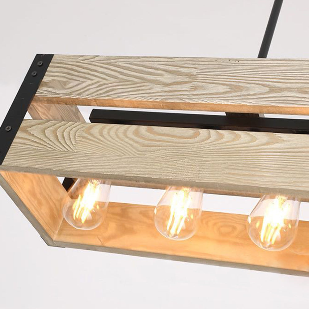 Silva Suspension Rectangulaire Rustique, Bois/Metal, Bois/Marron, Chambre