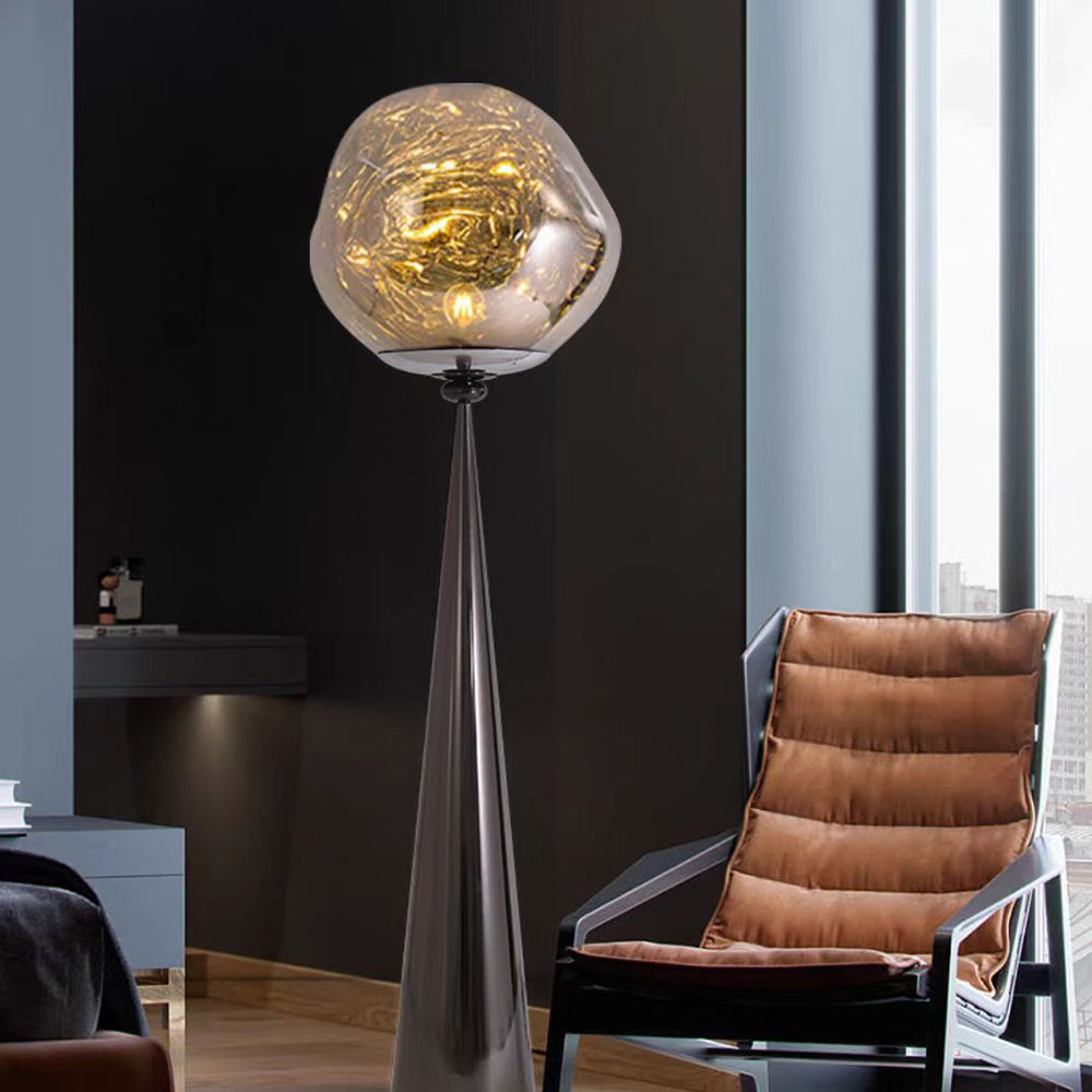 Valentina Design Italien Lampadaire Moderne Métal/Acrylique Rose Dorée/Or/Chromé/Gris Fumé Salon