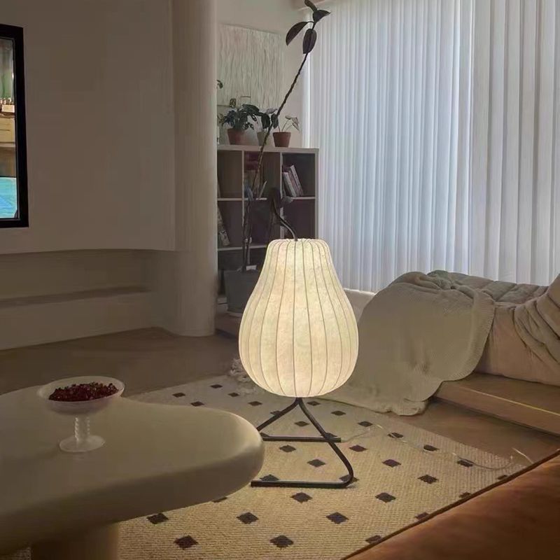 Ritta Lampadaire Poire Art Deco, Métal/Tissu, Beige, Salon