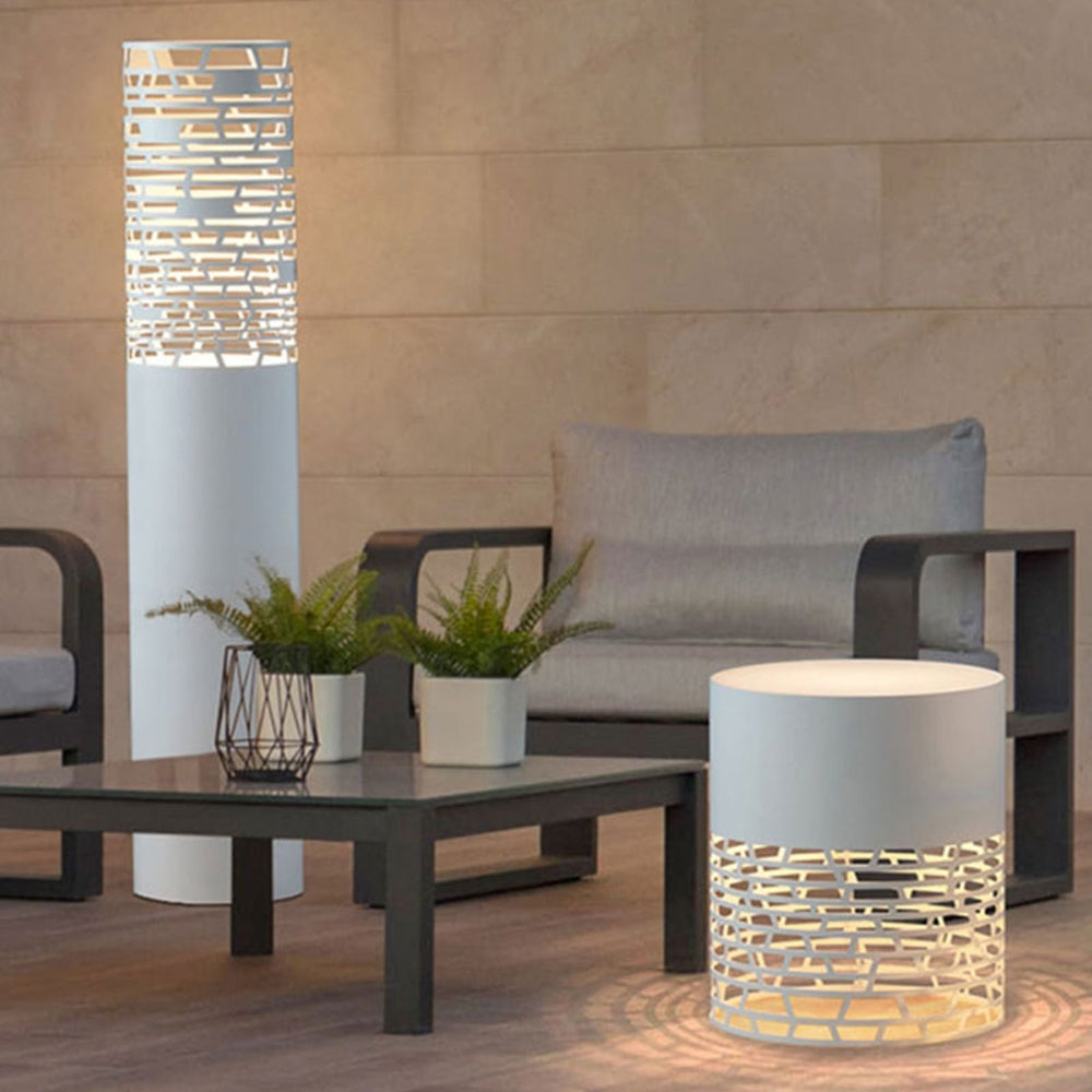 Ray Ronde LED Lampe de Table Blanc Métal/Acrylique Extérieur Jardin