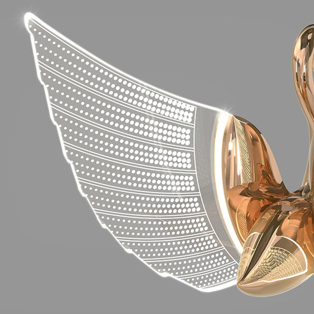 Arisha Design Luminaires Suspensions Cygne Moderne LED Métal/Acrylique Doré Rosé Salon