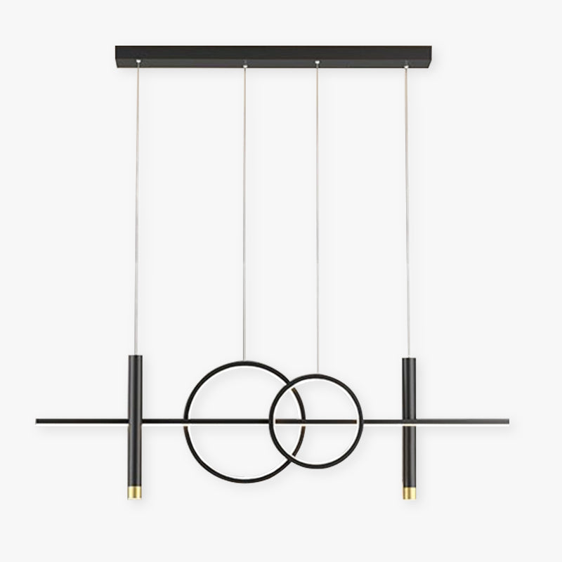 Arisha Suspension Circulaire Moderne LED Métal Noir/Or Salon/Salle à manger