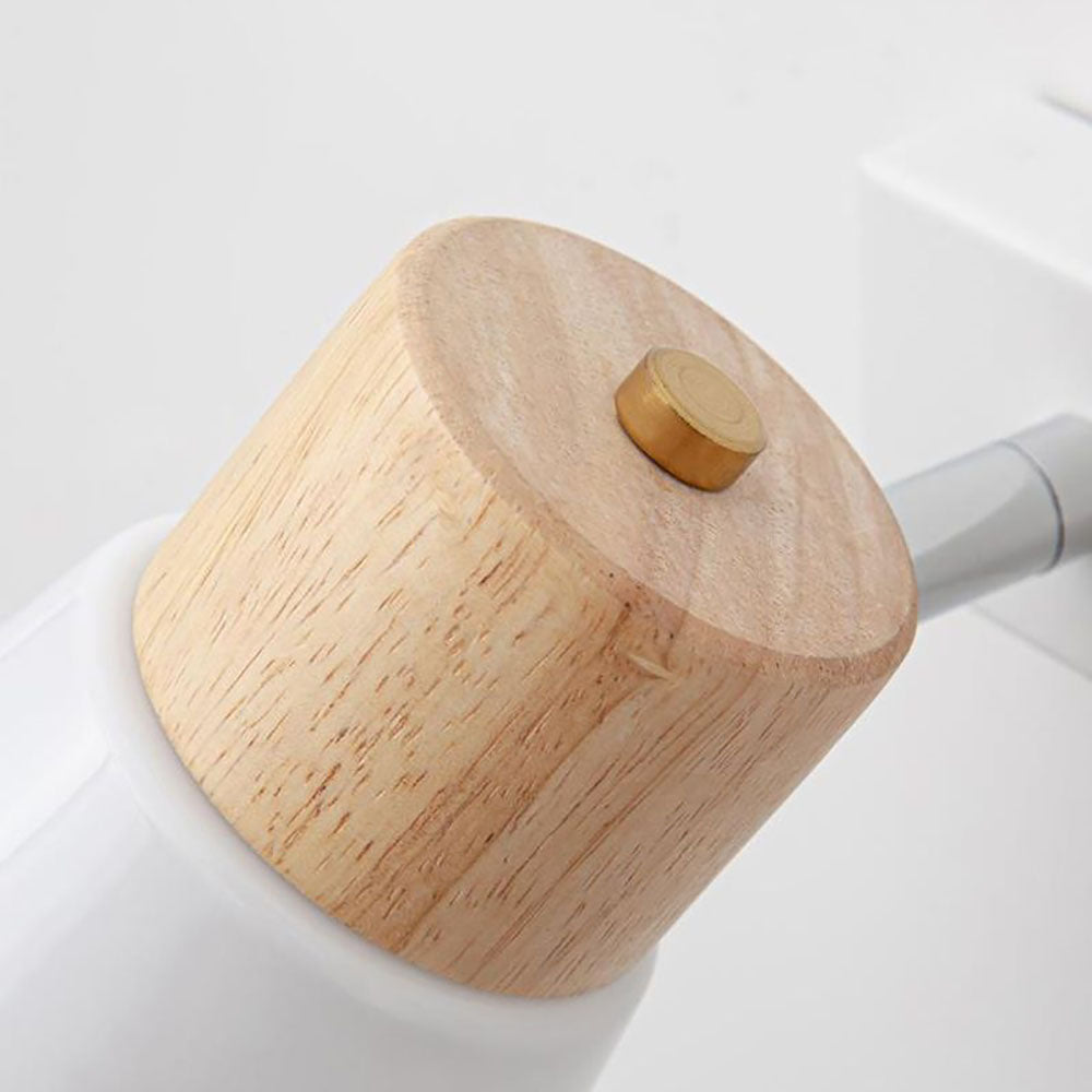 Muto Design Italien LED Applique Murale à Miroir Ronde Rustique Bois/Verre Blanc Salle de Bain