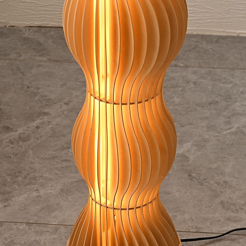 Muto Lampadaire Vague Moderne, Bois, Kaki, Salon