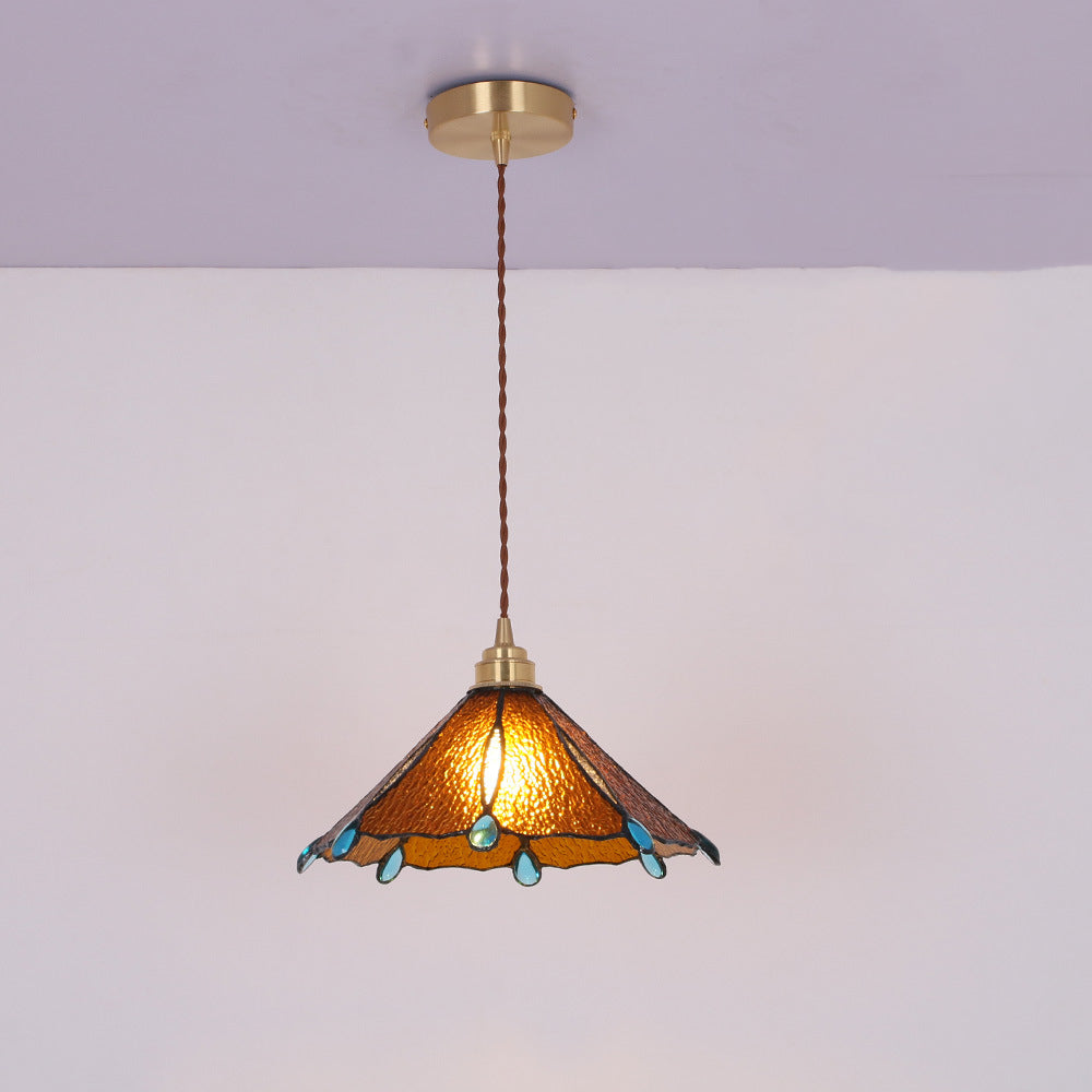 Tiffany Vintage Suspension Métal/Verre Chambre/Salon/Entrée
