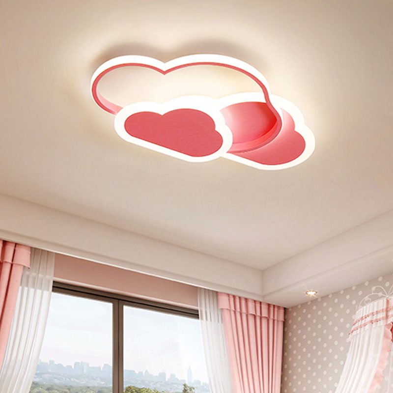 Arisha Plafonnier Nuage Moderne, Acrylique/Metal, Blanc/Rose, Chambre