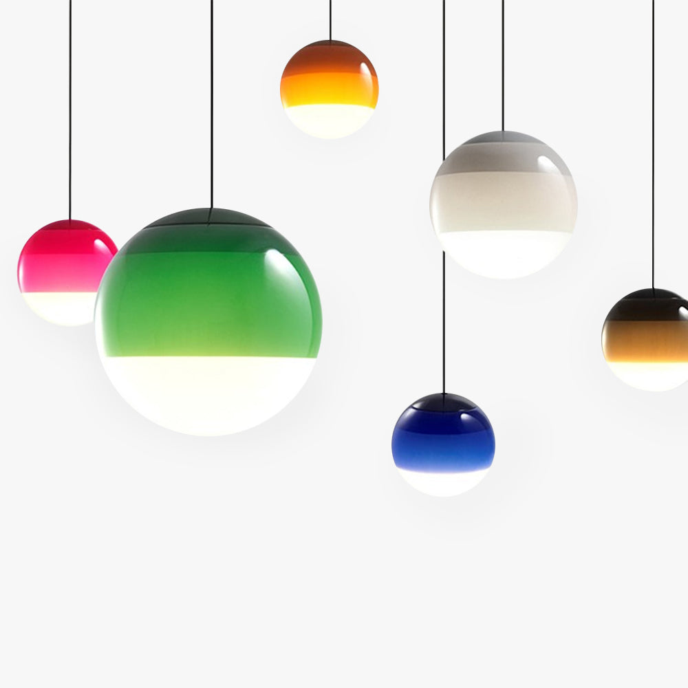 Valentina Suspension Bulle Moderne Verre, Noir/Gris/Bleu/Rose, Salon