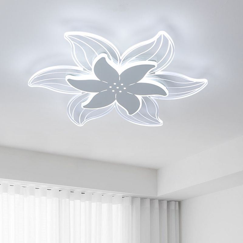 Arisha Fleur Moderne LED Plafonnier Blanc Métal Acrylique Salon