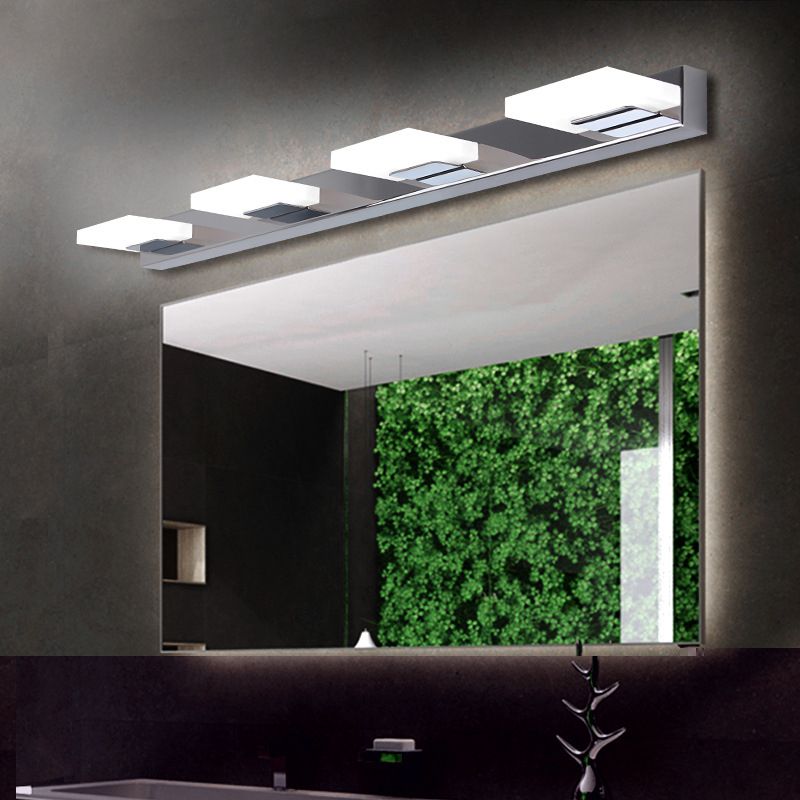Arisha Design LED Applique Murale Miroir Carré Moderne Métal/Acrylique Argent Salle de Bain