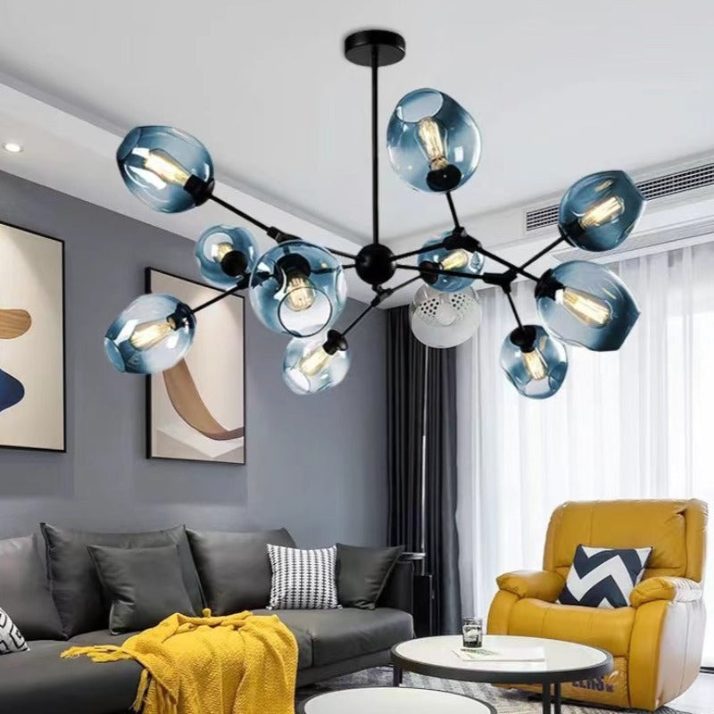 Valentina Suspension Multi Retro, Metal/Verre, Noir/Or, Chambre