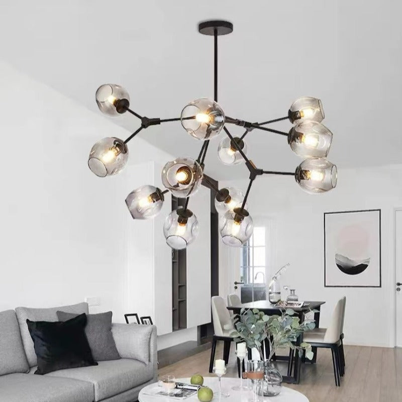 Valentina Suspension Multi Retro, Metal/Verre, Noir/Or, Chambre