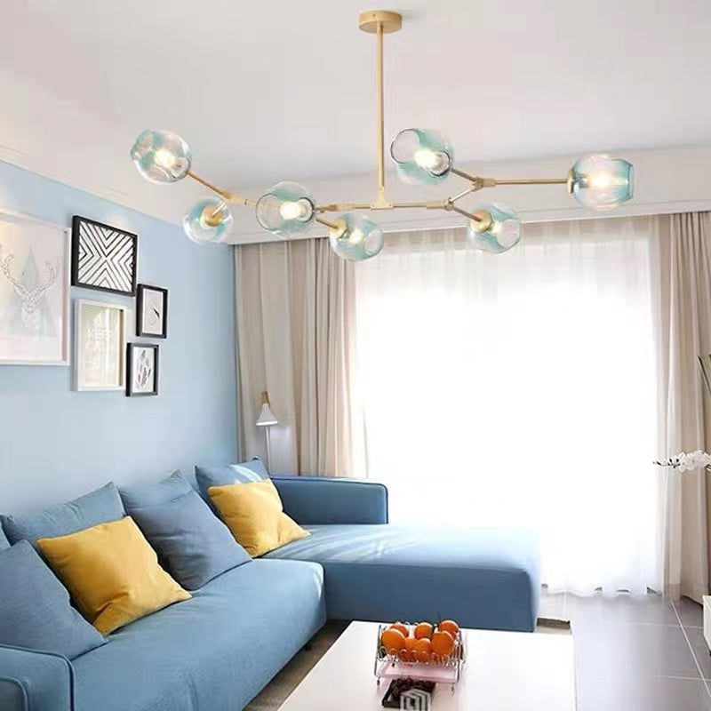 Valentina Suspension Multi Retro, Metal/Verre, Noir/Or, Chambre