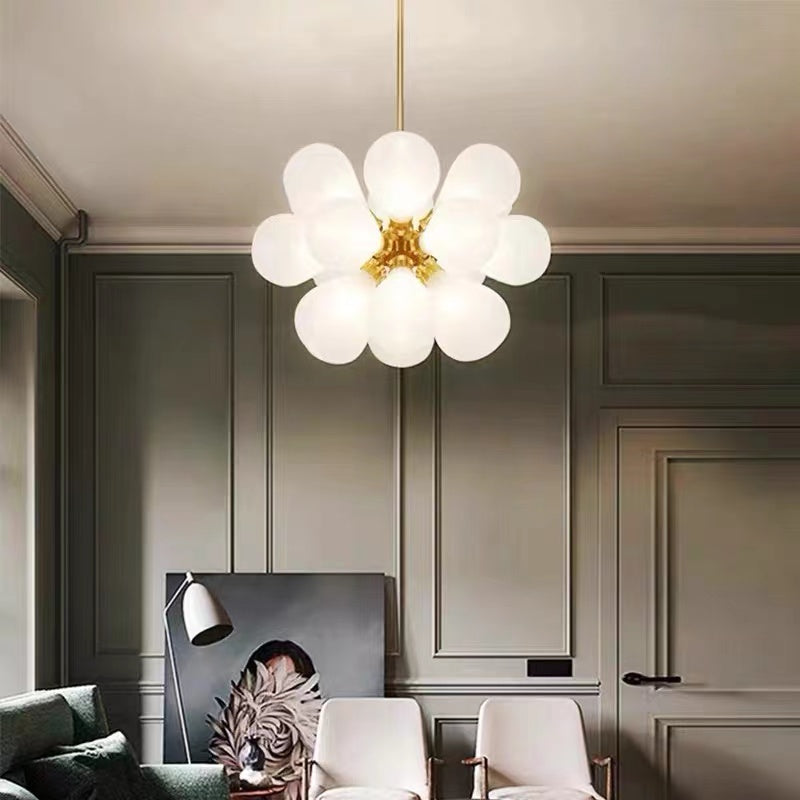 Valentina Suspension Moderne, Métal/Verre, Blanc/Bleu/Violet/Doré, Salon