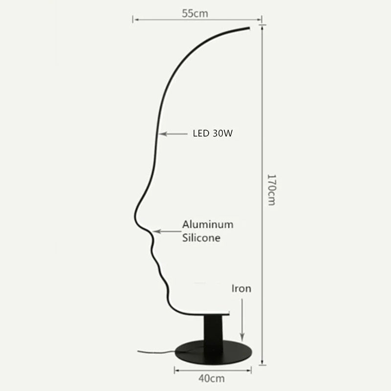 Ray Lampe sur pied Led visage de humain postmoderne pour la chambre