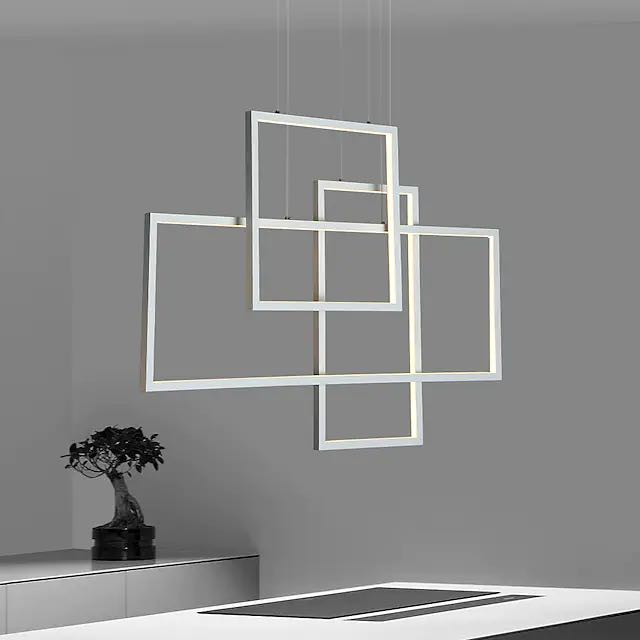 Arisha Lustre Rectangulaire Moderne, Métal/Gel de Silice, Noir/Blanc, Salon