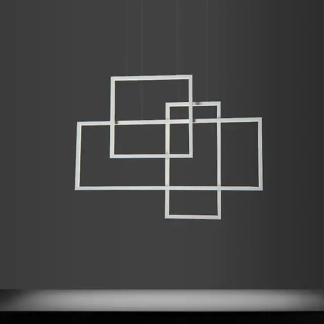 Arisha Lustre Rectangulaire Moderne, Métal/Gel de Silice, Noir/Blanc, Salon