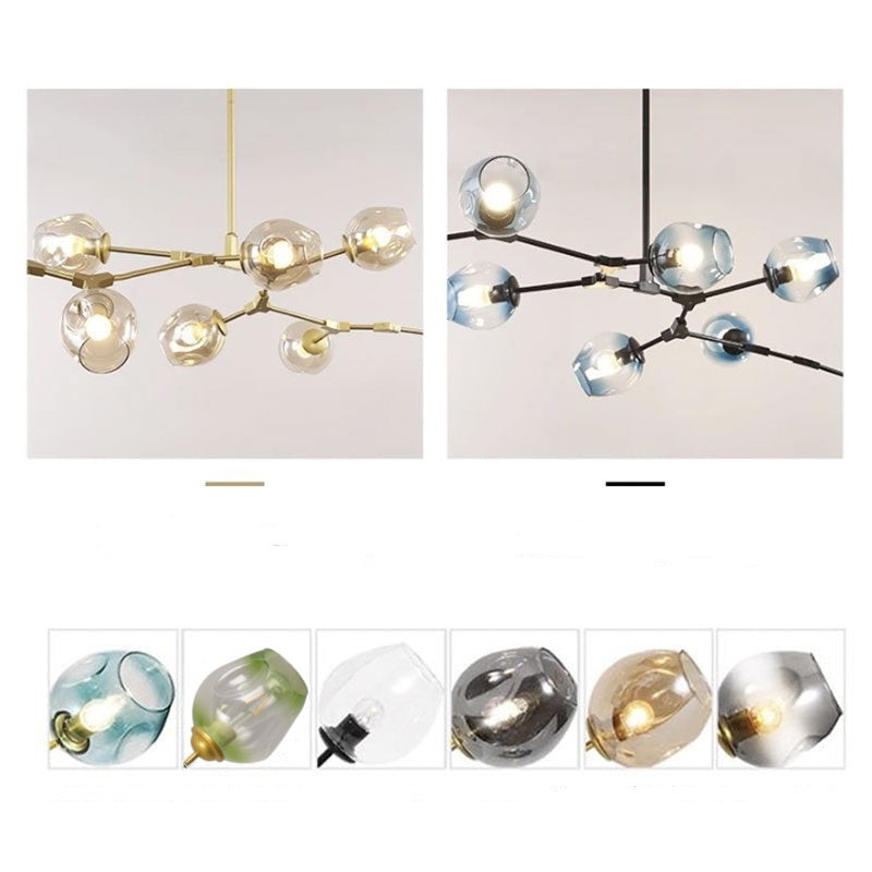 Valentina Suspension Nordique, Verre, Noir/Or, Salon