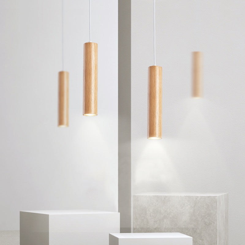 Muto Suspension Cylindre Moderne, Bois/Acrylique, Jaune/Brun, Salon