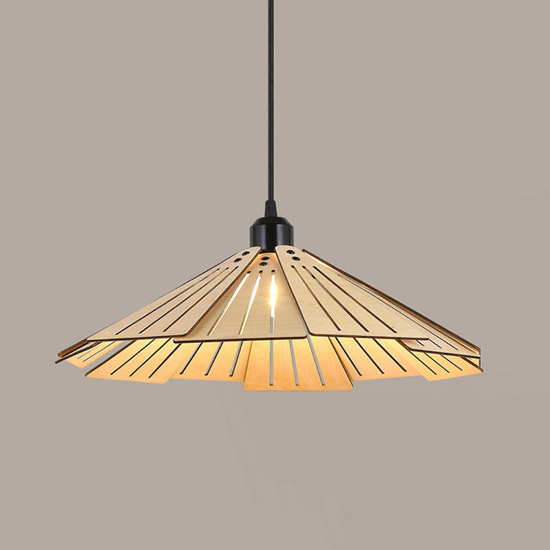 Muto Luminaires Suspension Rétro, Jaune/Brun, Métal & Bois