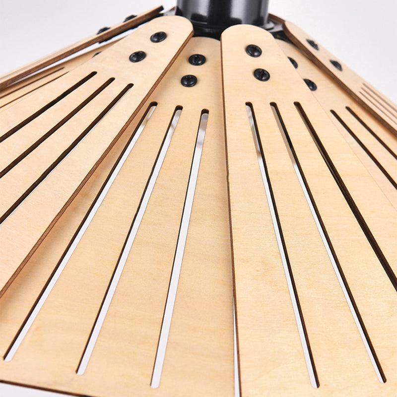 Muto Luminaires Suspension Rétro, Jaune/Brun, Métal & Bois