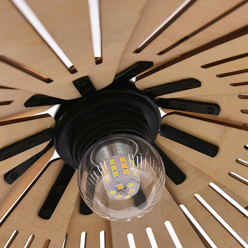 Muto Luminaires Suspension Rétro, Jaune/Brun, Métal & Bois