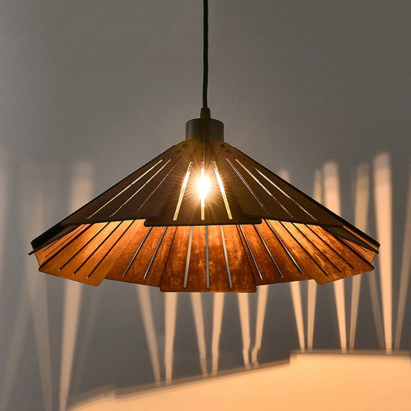 Muto Luminaires Suspension Rétro, Jaune/Brun, Métal & Bois
