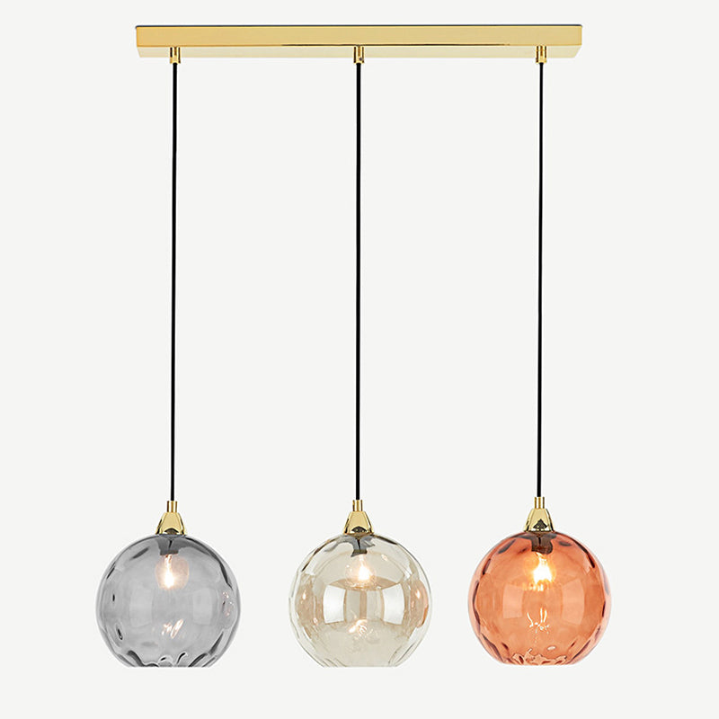 Valentina Suspension Boule Ondulation Nortique Métal/Verre Vert/Gris Salon
