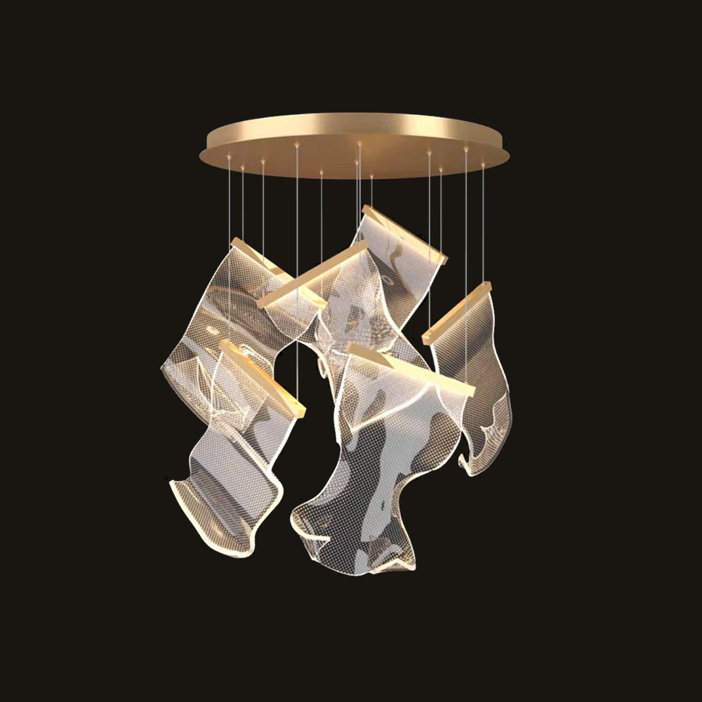 Kristy Suspension Carrée Contemporaine Métal/Acrylique Doré Salon/Escalier