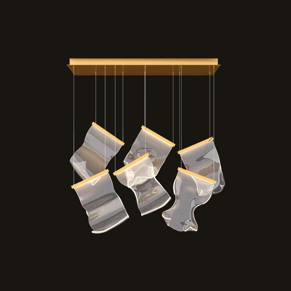 Kristy Suspension Carrée Contemporaine Métal/Acrylique Doré Salon/Escalier