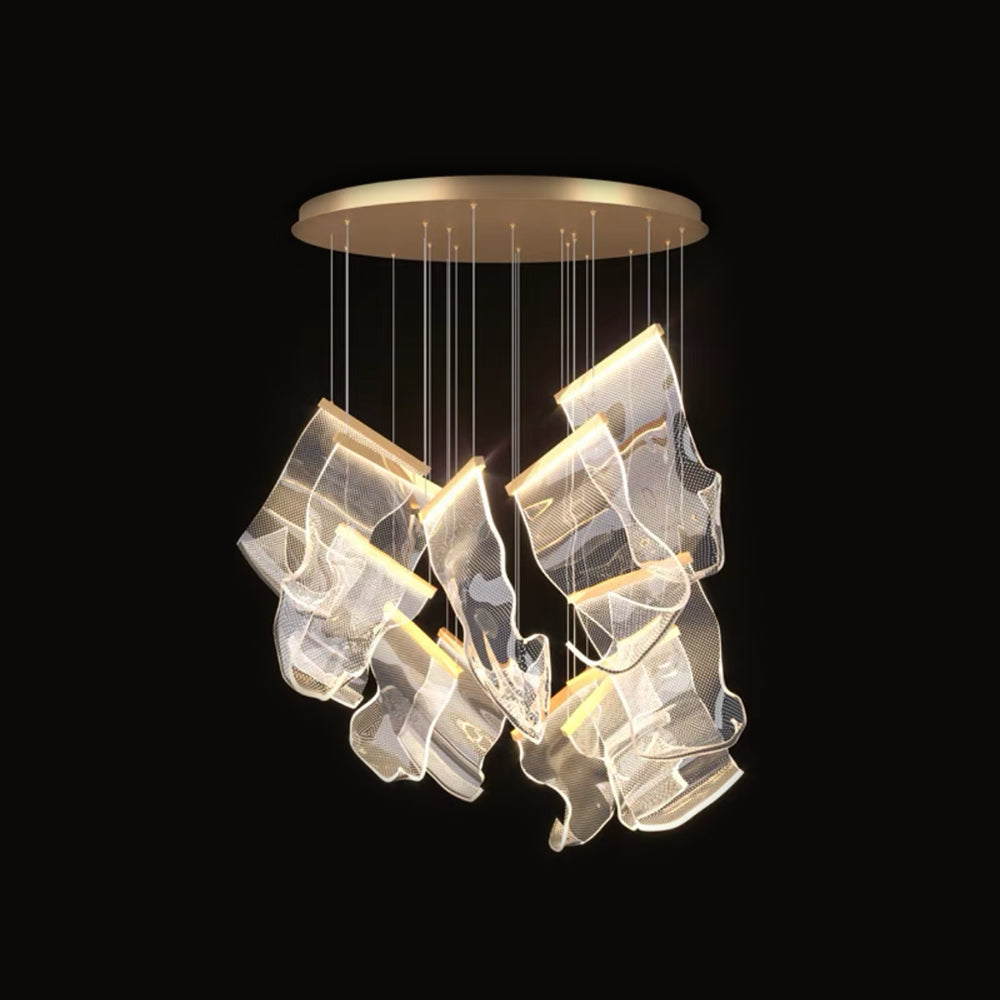 Kristy Suspension Carrée Contemporaine Métal/Acrylique Doré Salon/Escalier