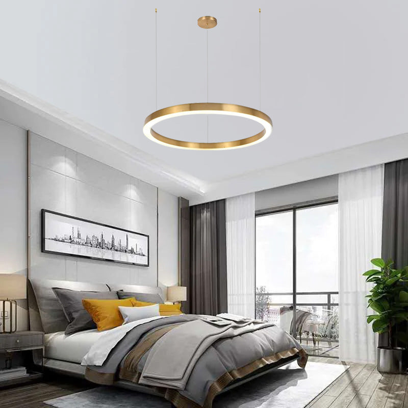 Arisha Suspension Anneau Moderne, Métal/Acrylique, Dorée, Salon