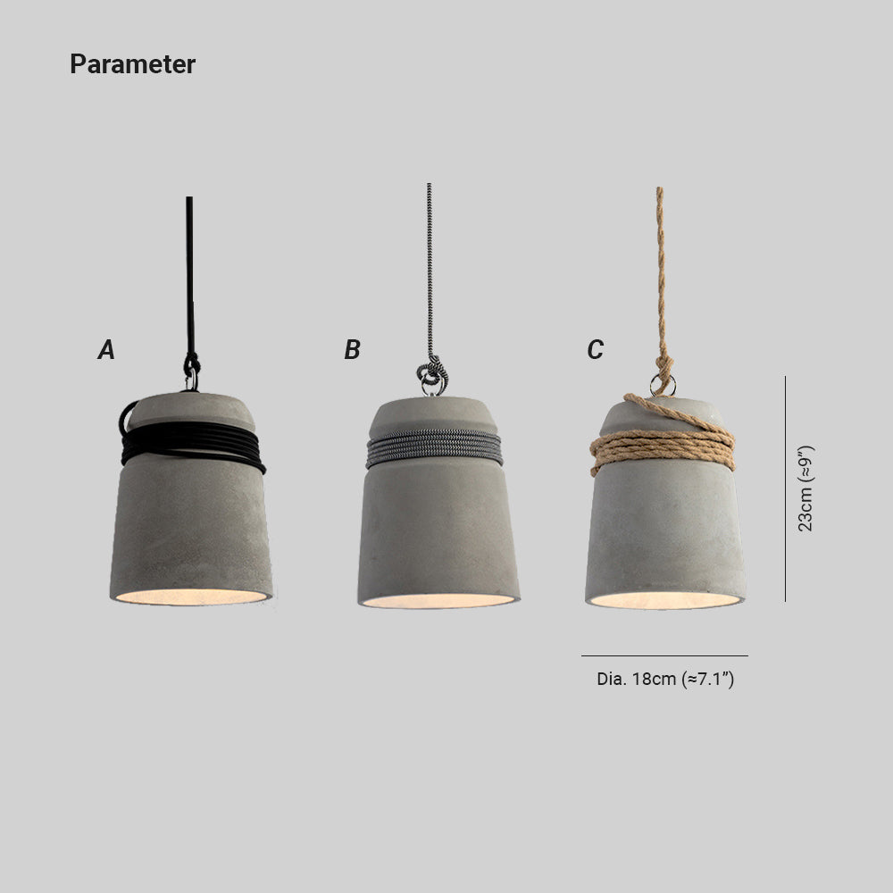 Arisha Luminaires Suspensions Cylindre Industriel Métal/Ciment Gris Chambre/Salon