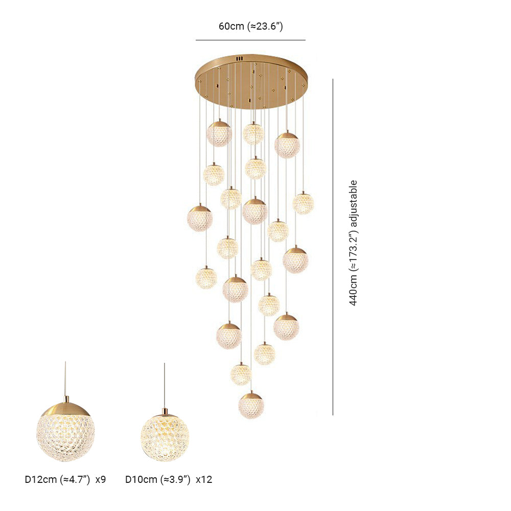 Arisha Luminaires Suspensions Multi/Bulle Moderne Métal/Acrylique Doré Chambre à Coucher