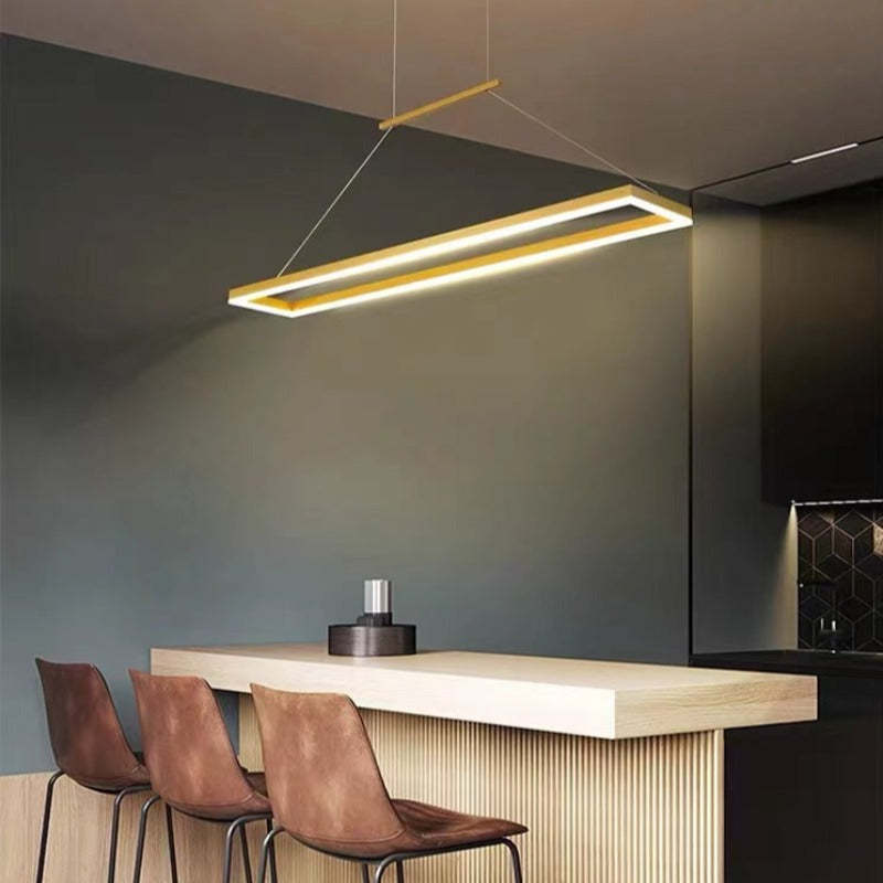 Ray Suspension Rectangulaire Contemporaine, Metal, Café/Or, Chambre